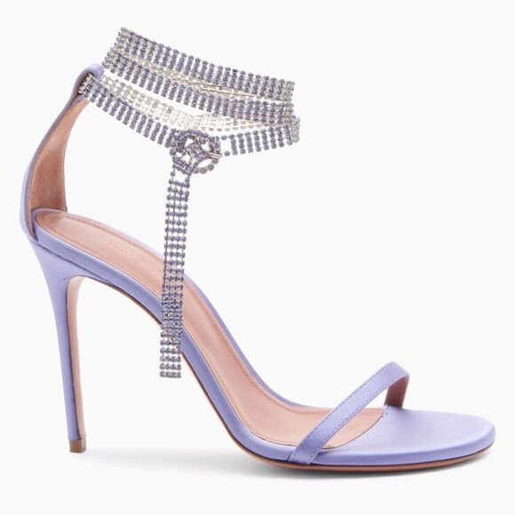Amina Muaddi Giorgia Crystal-Embellished Satin Sandals size 36